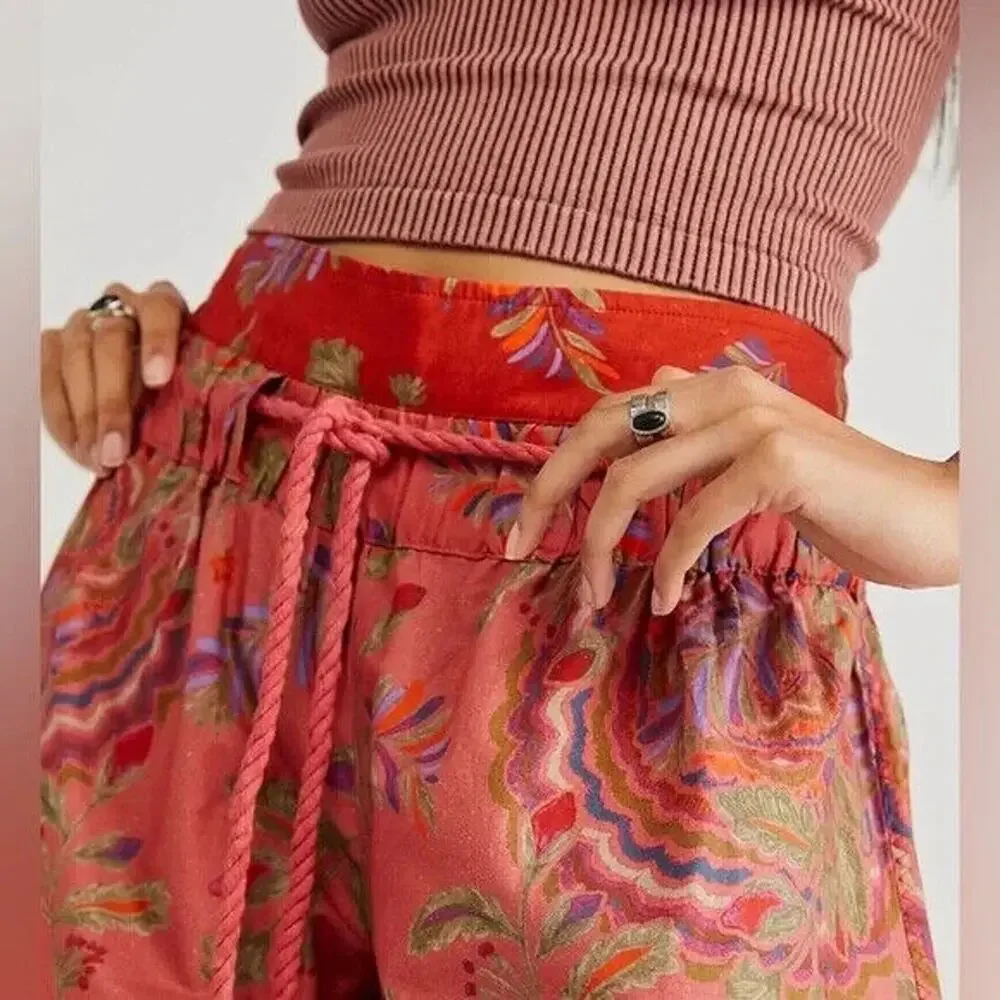 Free People After Glow Balloon Pants Printed Mid Rise Tapered Women's Size Small - Picture 5 of 14